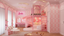 Barbie inspired pink room, dressing table, slide, big comfortable bed 